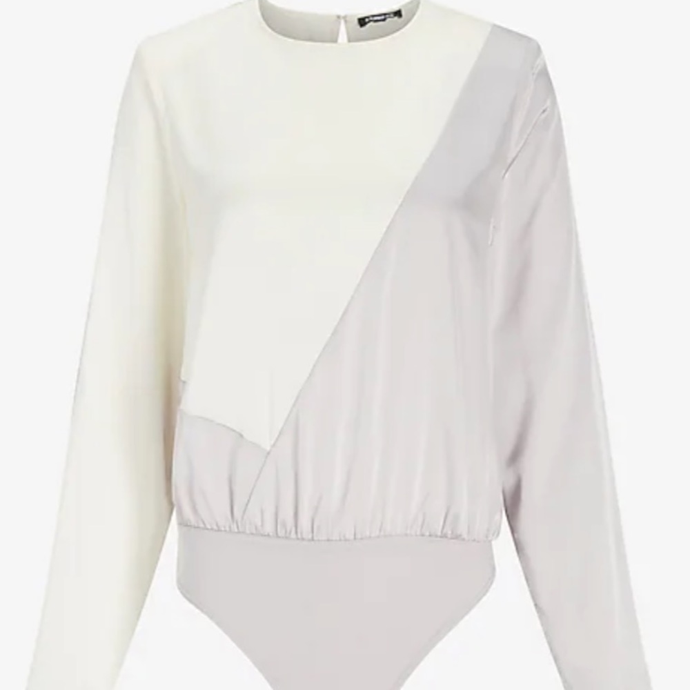 Color Block Strong Shoulder Thong Bodysuit